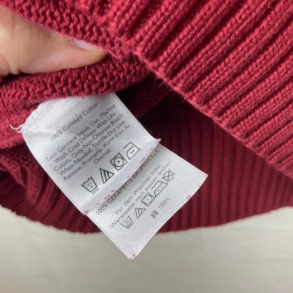 Vintage‎ Eddie Bauer Crewneck Sweater Mens M Burgundy Red Cotton Knit USA Preppy
